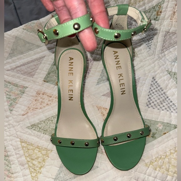 Anne Klein Shoes - Anne Klein Akossana Mint Green Studded Ankle Strap Heels Size 8.5